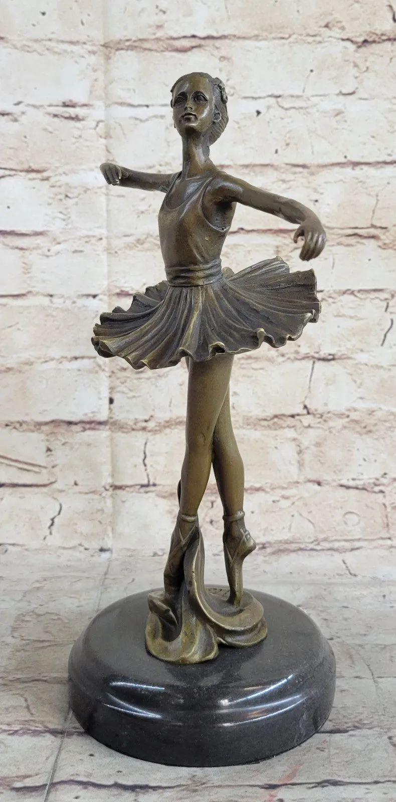 11" Tall Classical Dancer Ballerina Signed Bronze Sculpture Figure Art Nouveau