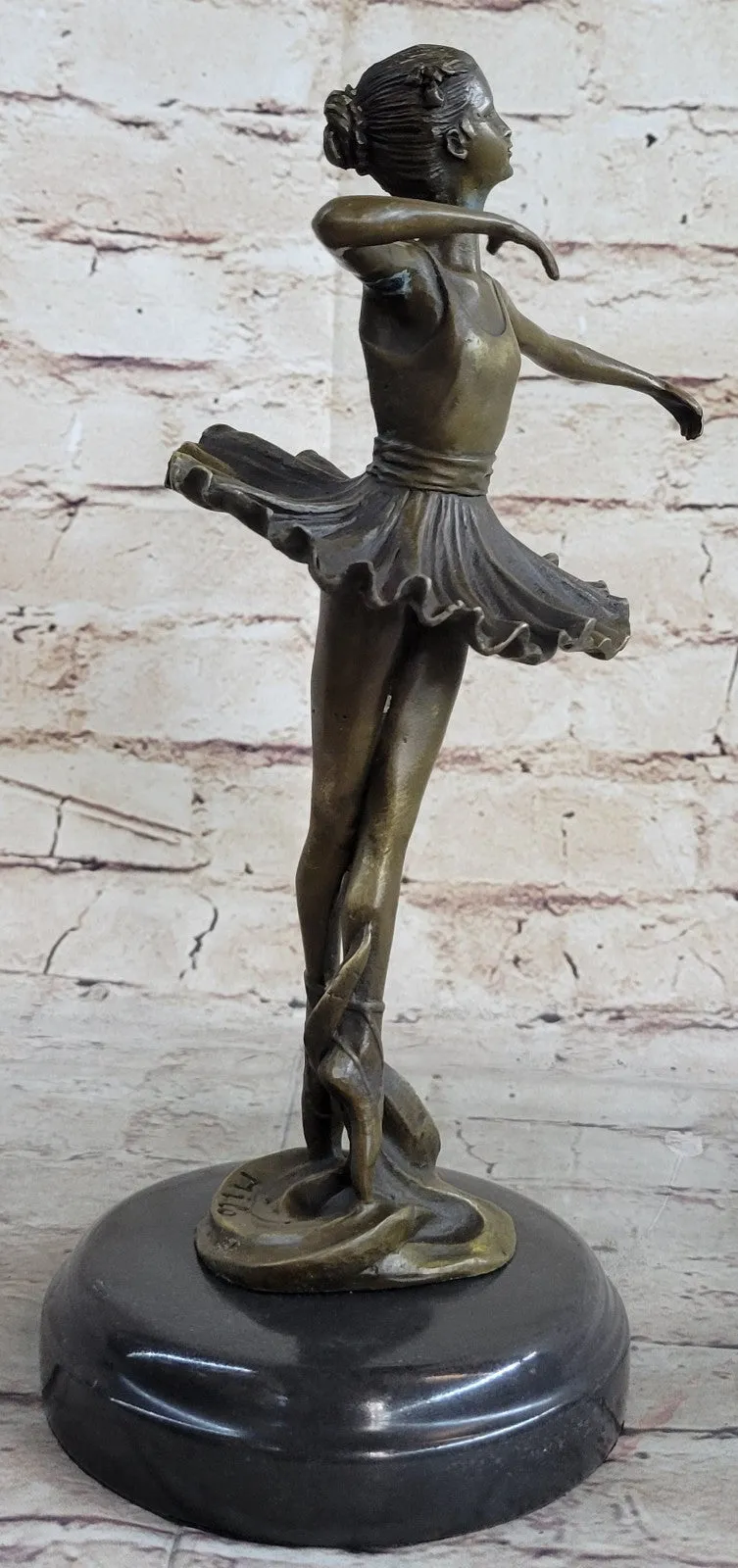 11" Tall Classical Dancer Ballerina Signed Bronze Sculpture Figure Art Nouveau