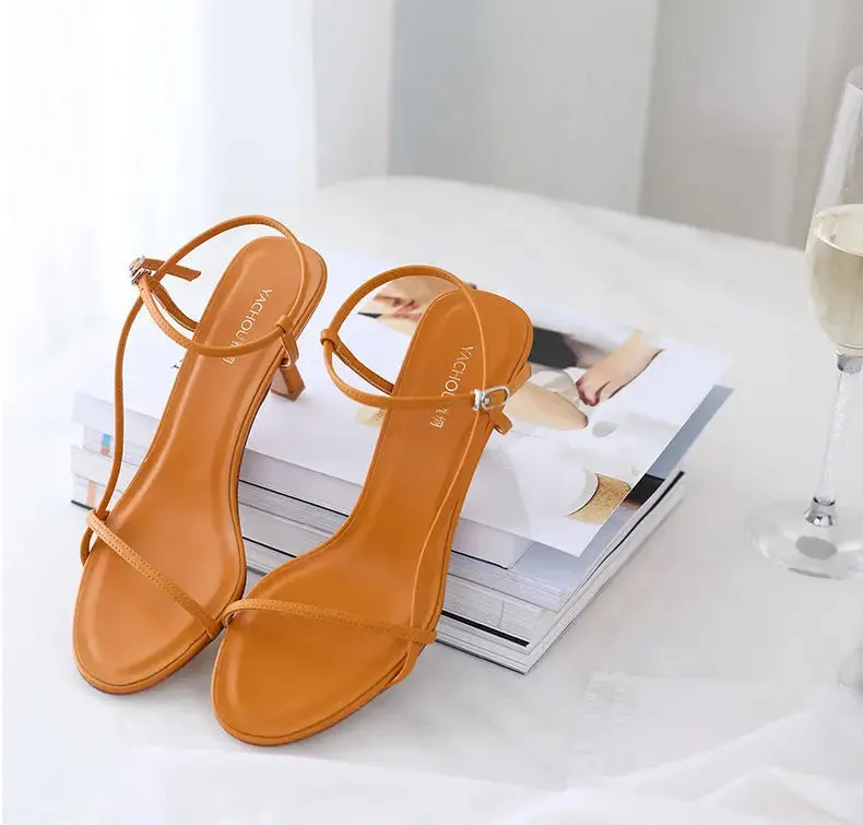 Clip Toe High Heels with Buckle Strap