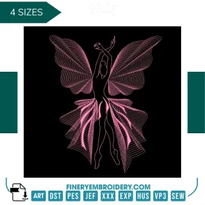 Elegant Lace Ballerina Embroidery Design