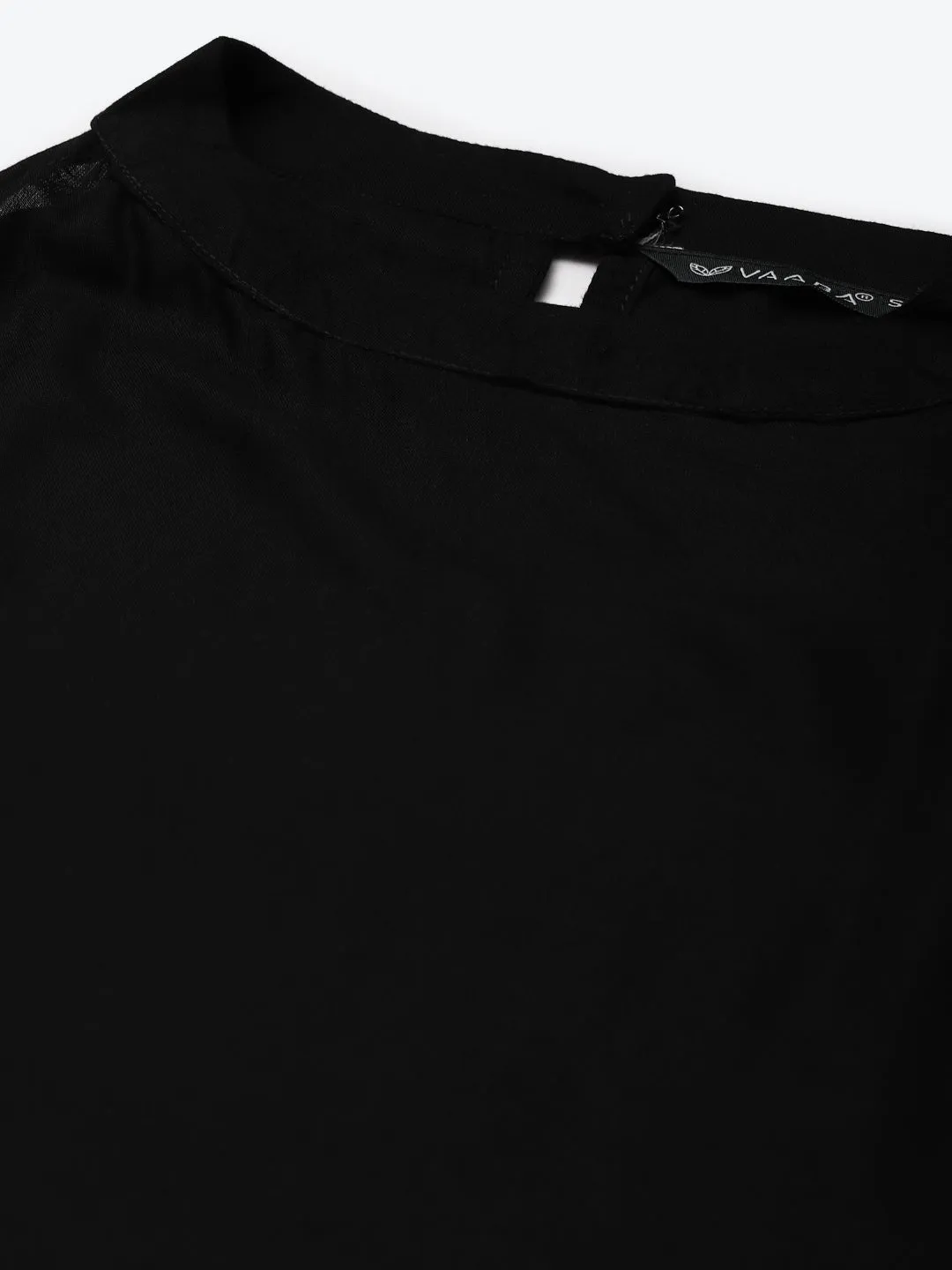 Girl's Black Color Rayon Solid A-Line Westen Wear Dress - Vaaba