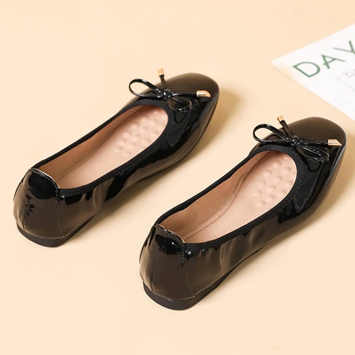 JOEupin Women's Slip-on Ballet Comfortable Flats Dress Round Toe Foldable Soft Casual Work Flat Shoes