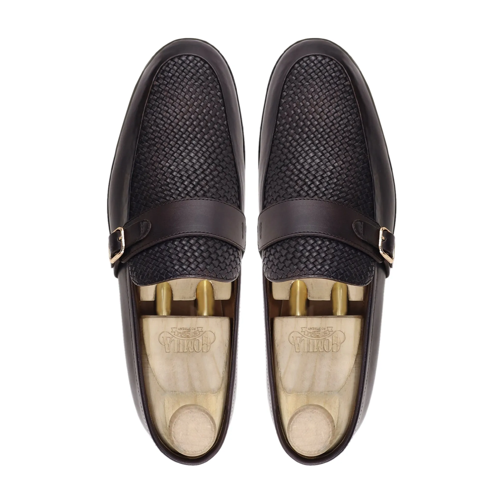 Kingsly - Men's Dark Brown Calf and Hand Woven Calf Leather Loafer