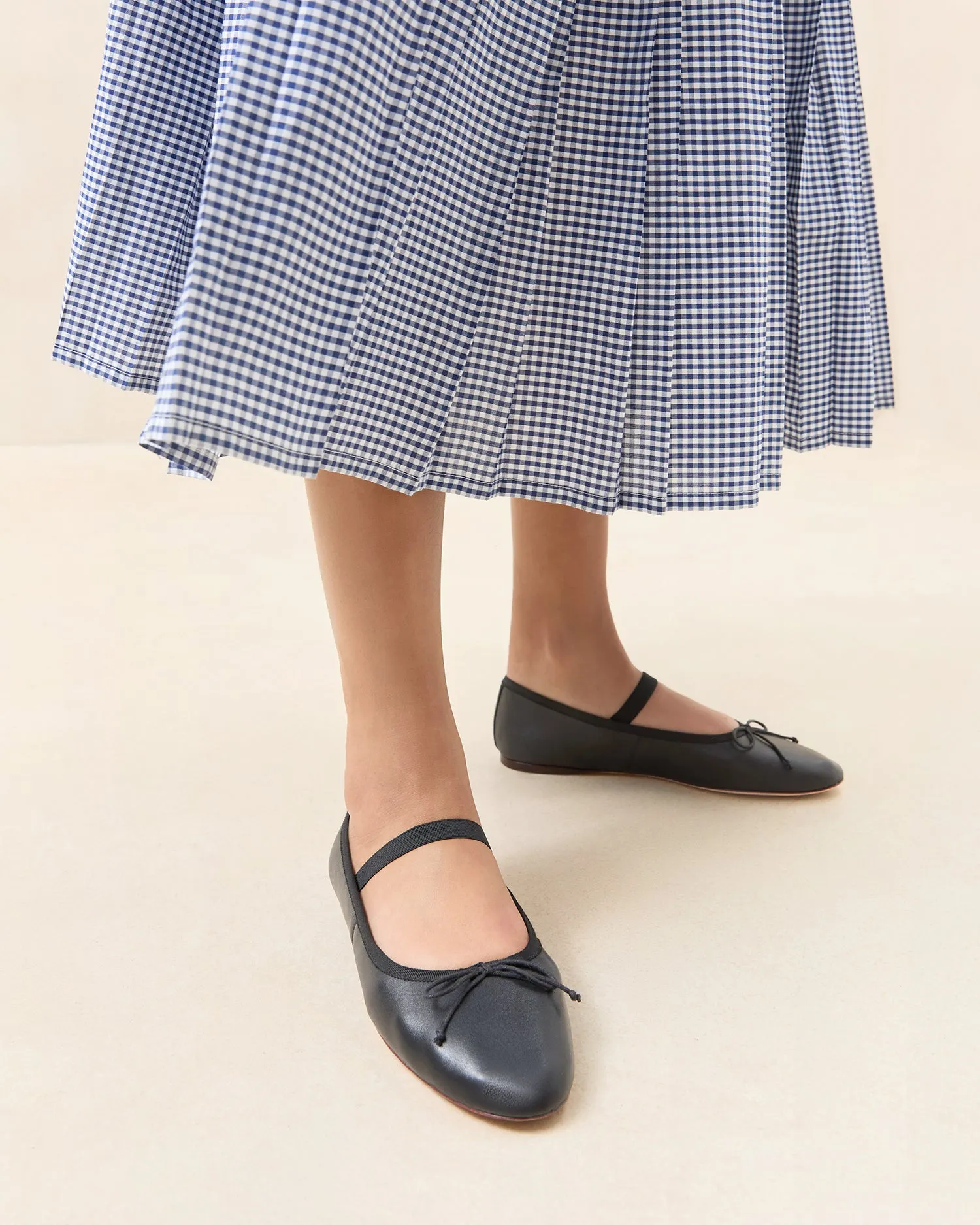 Leonie Black Leather Ballet Flat