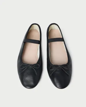 Leonie Black Leather Ballet Flat