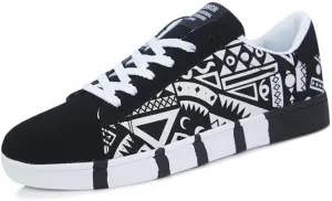 Men's Sneakers Fashion Lace-Up Sport Shoes Colorful Graffiti Printed Casual Skateboarding Shoes Non-Slip Comfortable Walking Shoes