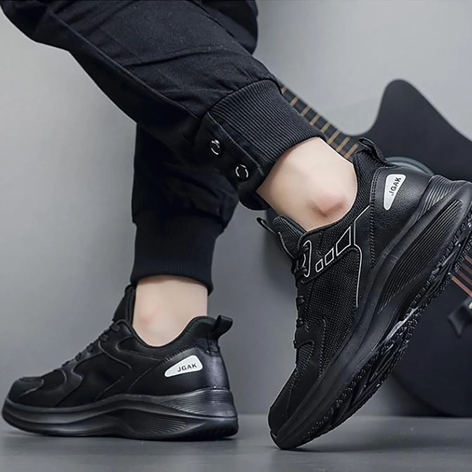 Mens Sneakers Mesh Orthopedic Casual Thick Sole Walking Running Shoes Comfortable Tennis Shoes Round Toe Non Slip Summer Spring Men Sneaker with Shoe Laces