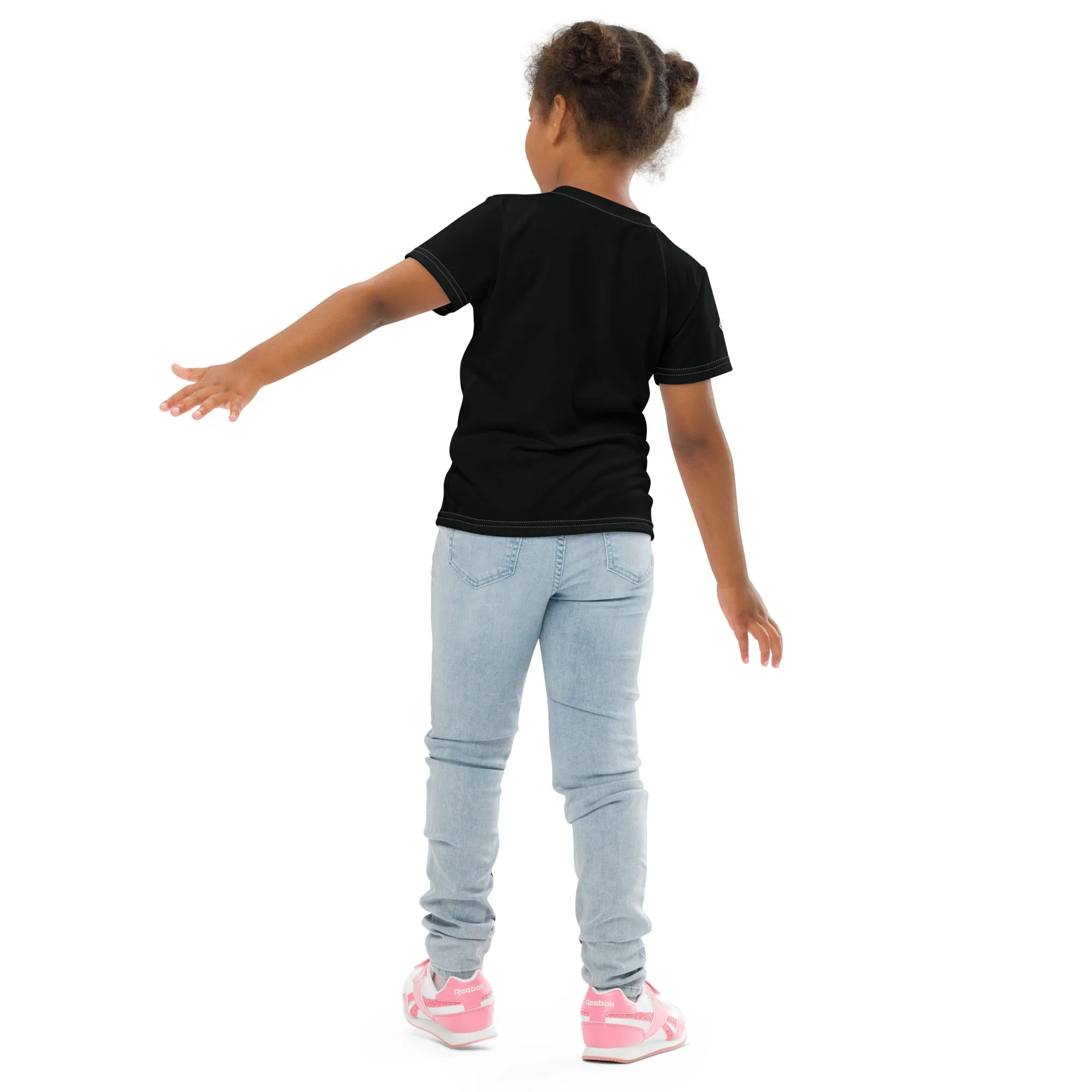 Playful Protection: Girls Short Sleeve Solid Color Rash Guard - Noir