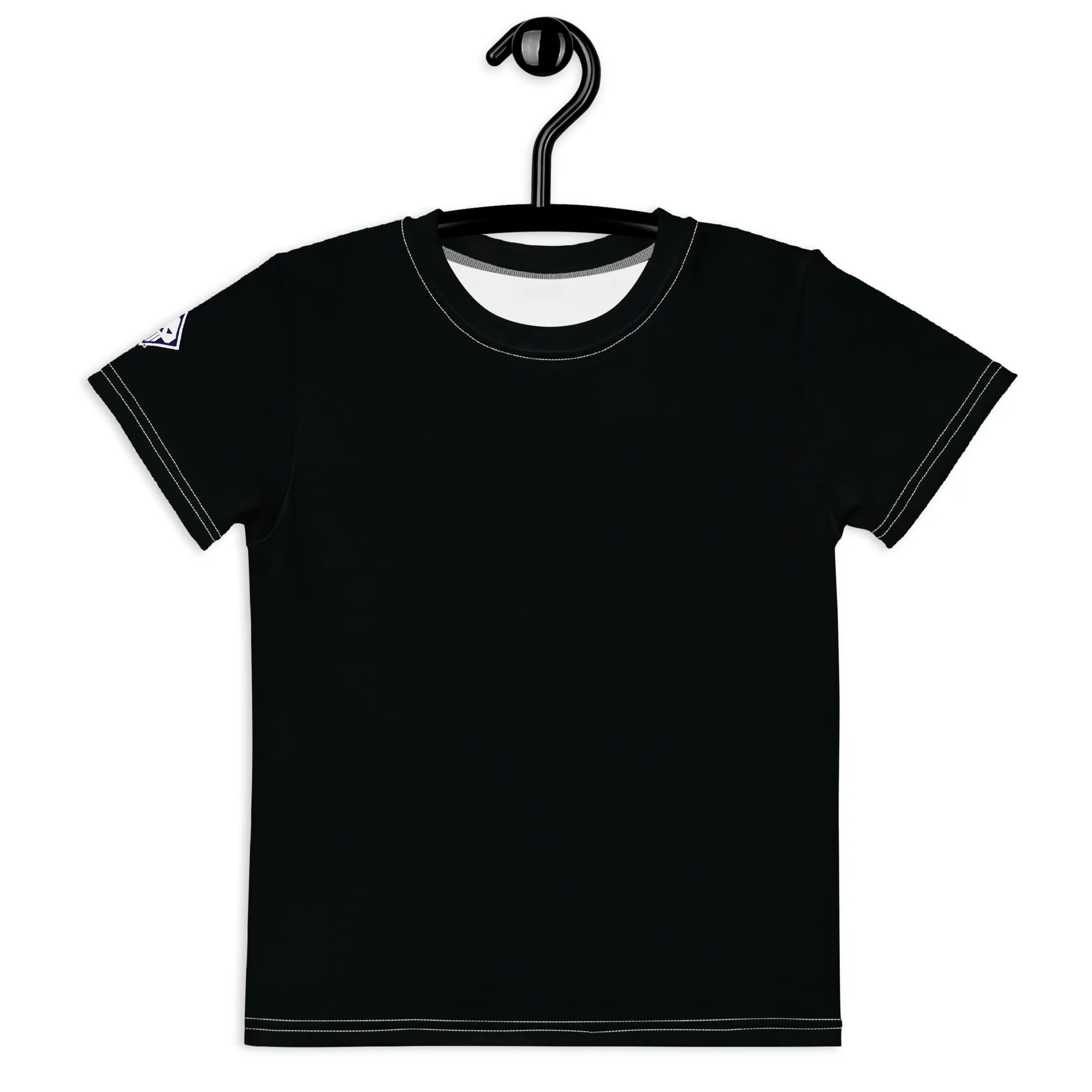 Playful Protection: Girls Short Sleeve Solid Color Rash Guard - Noir