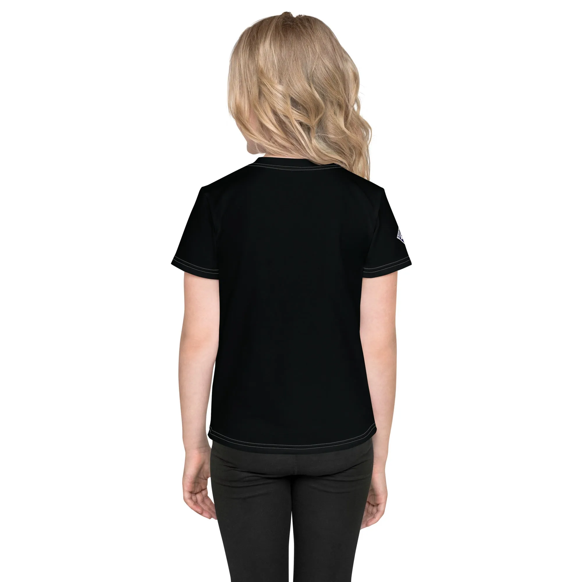 Playful Protection: Girls Short Sleeve Solid Color Rash Guard - Noir