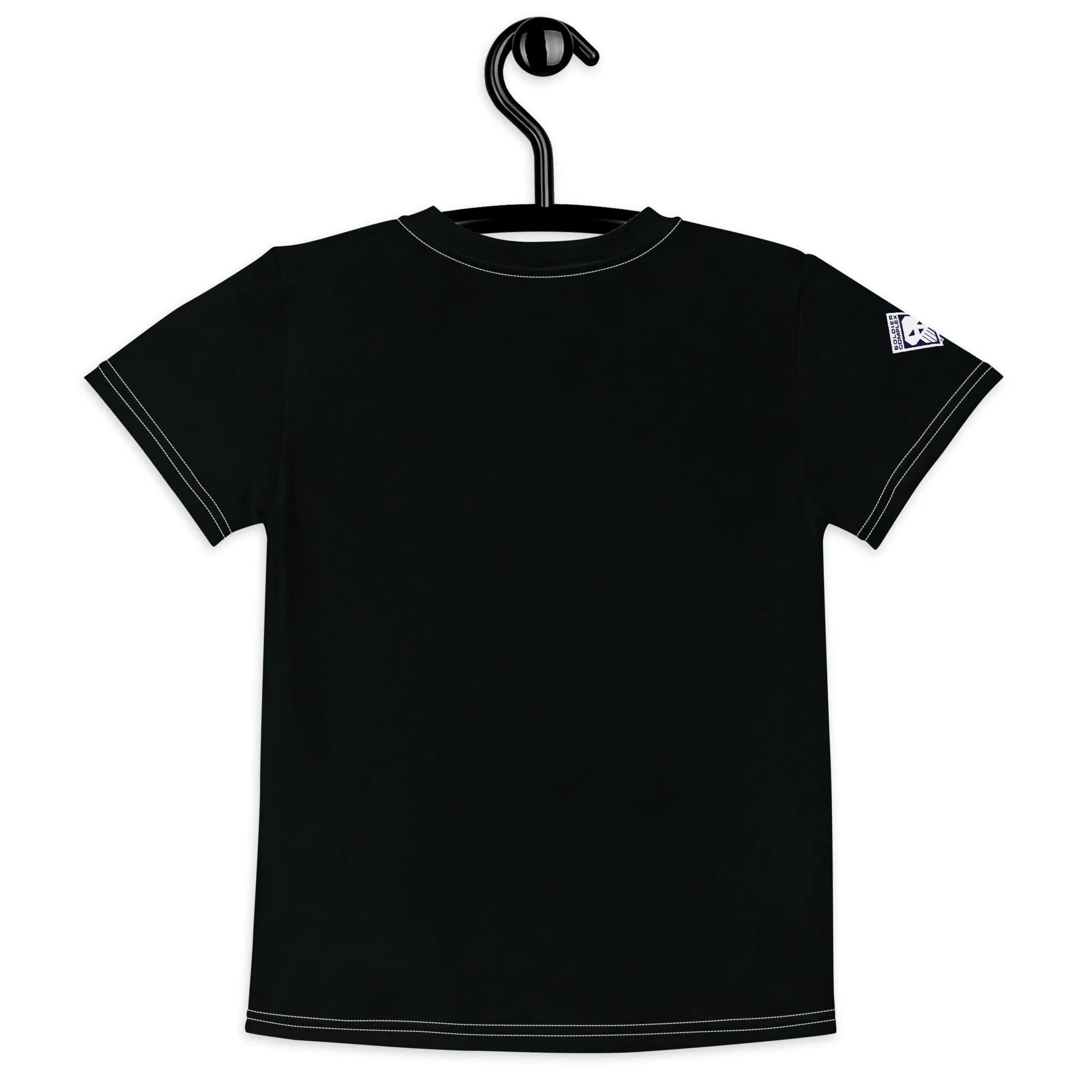Playful Protection: Girls Short Sleeve Solid Color Rash Guard - Noir