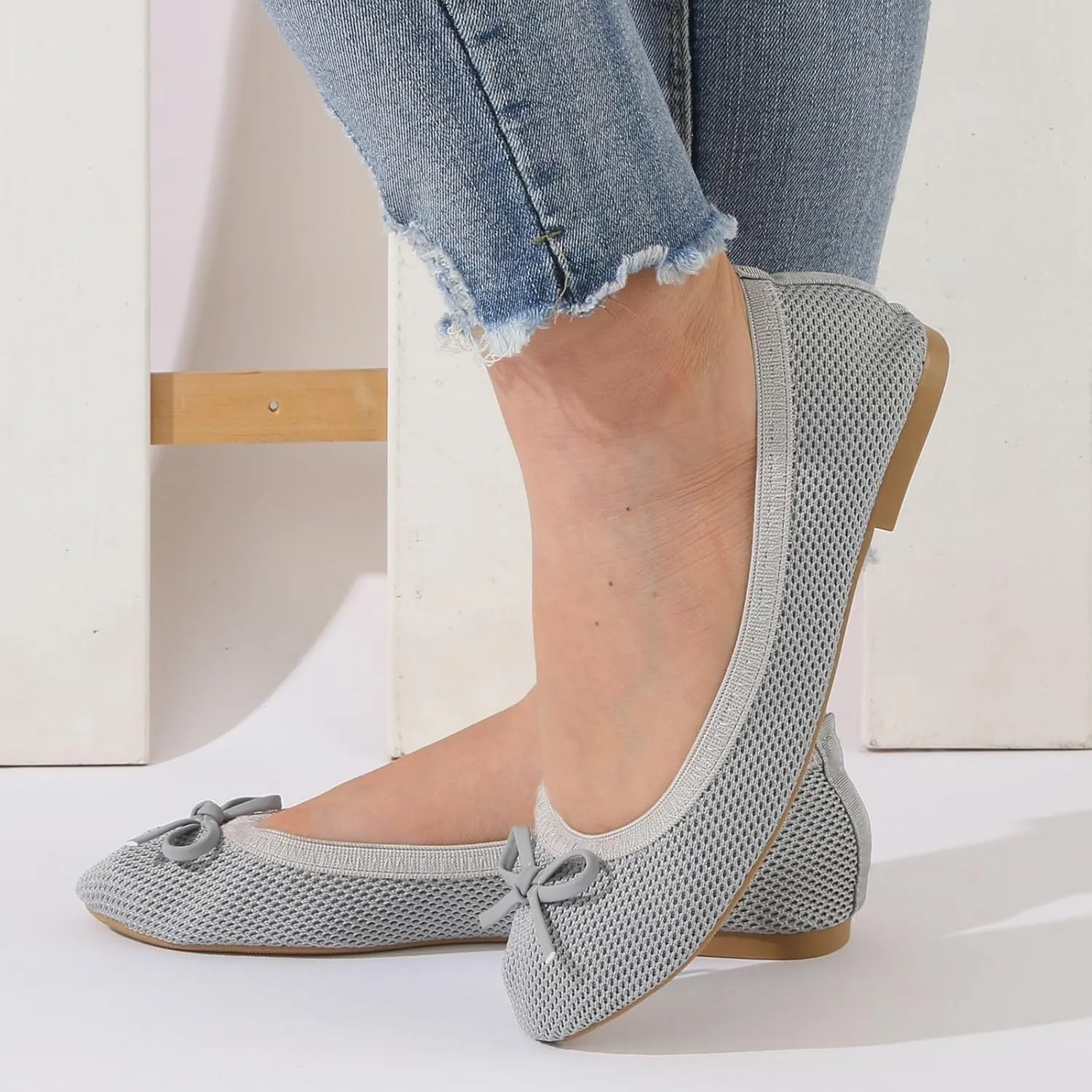 Portable Foldable Ballet Flats for Women Soft Fly Woven Dress Shoes Lightweight Slip On Travel Flat Shoes