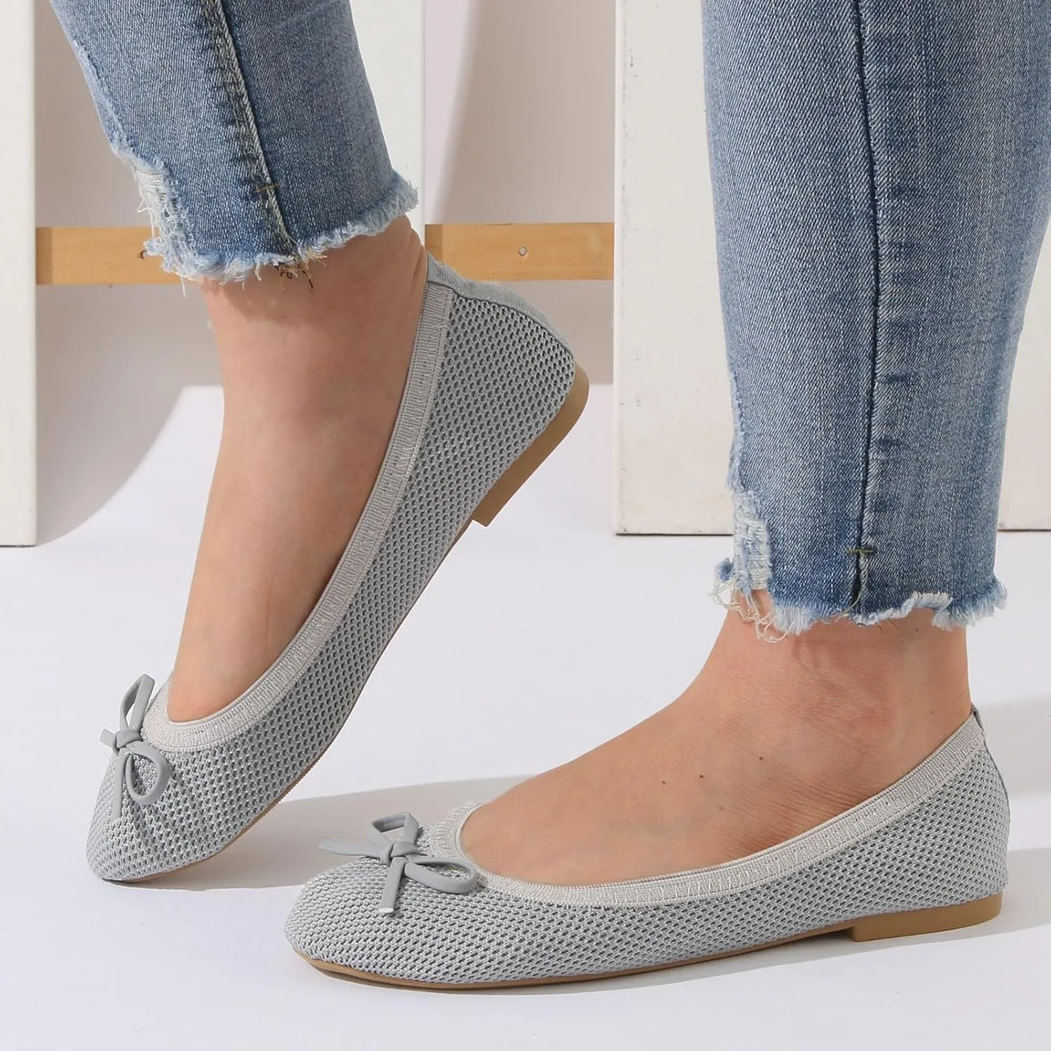 Portable Foldable Ballet Flats for Women Soft Fly Woven Dress Shoes Lightweight Slip On Travel Flat Shoes