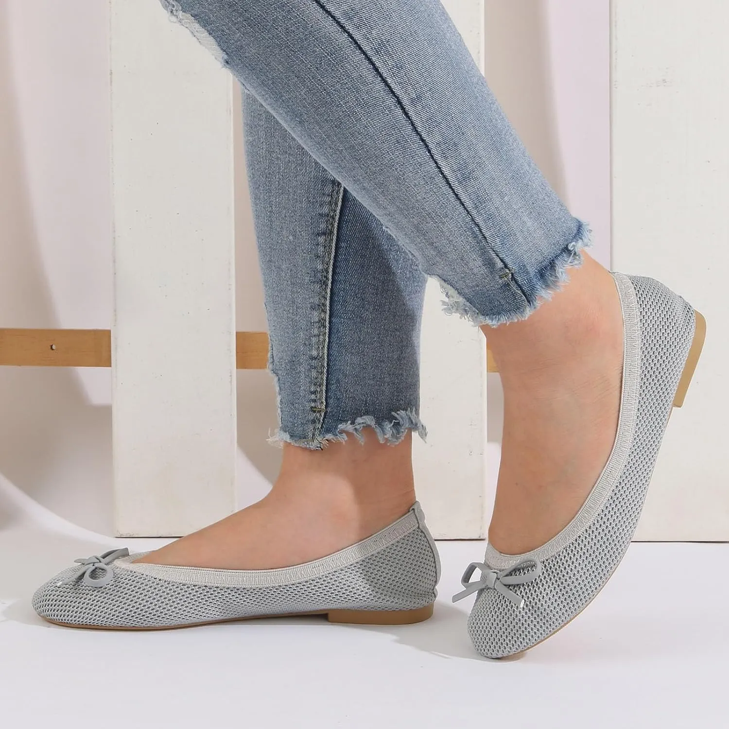 Portable Foldable Ballet Flats for Women Soft Fly Woven Dress Shoes Lightweight Slip On Travel Flat Shoes