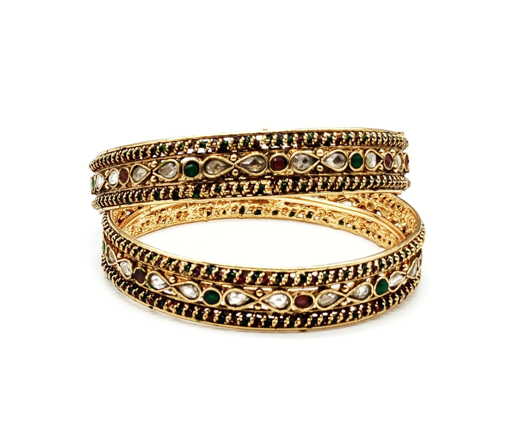 Pretty Fashionable Bangle with Base Metals as Alloys with Stones