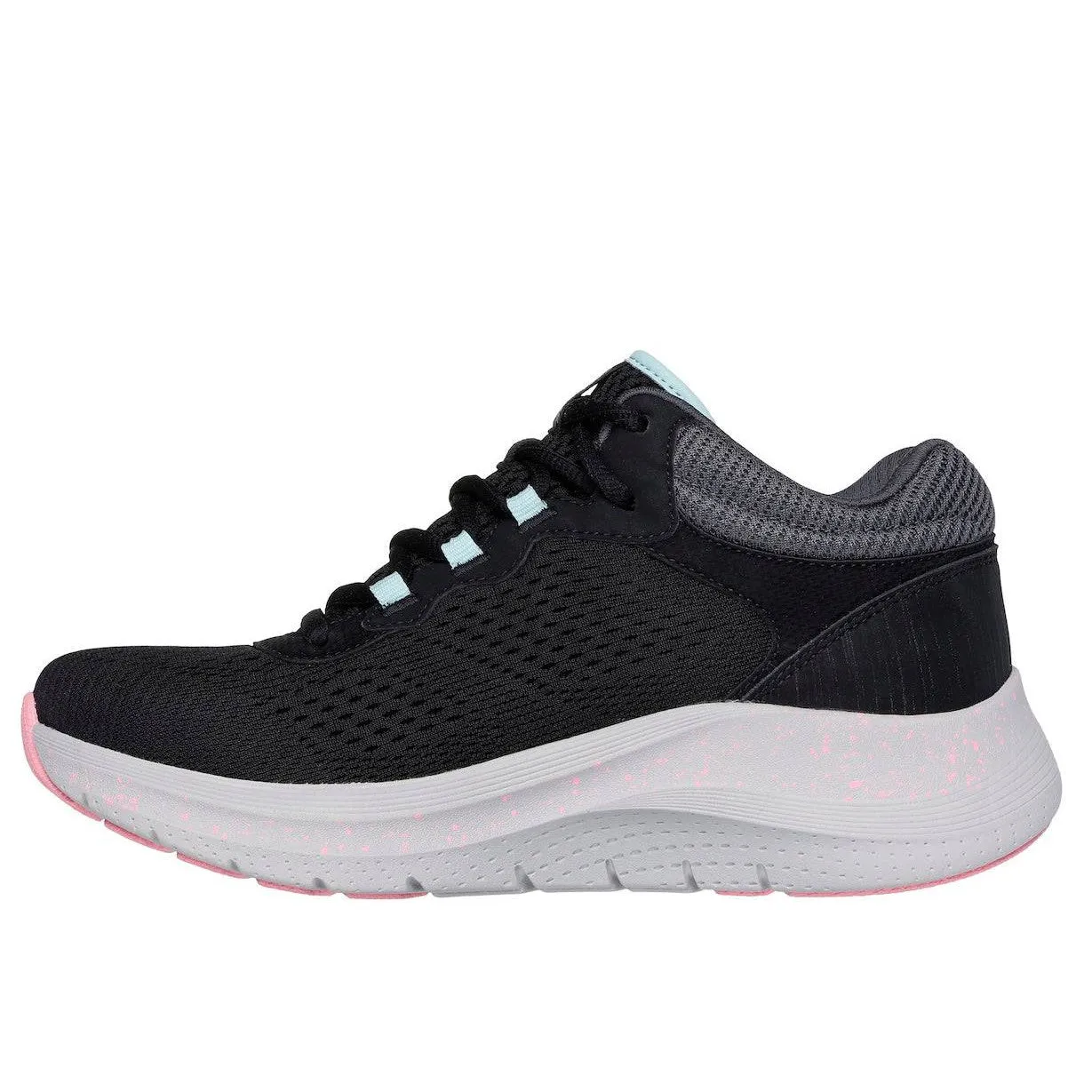 Skechers 150194 Arch Fit 2.0-Rainy Days Ladies Black Multi Textile Waterproof Vegan Arch Support Lace Up Ankle Boots